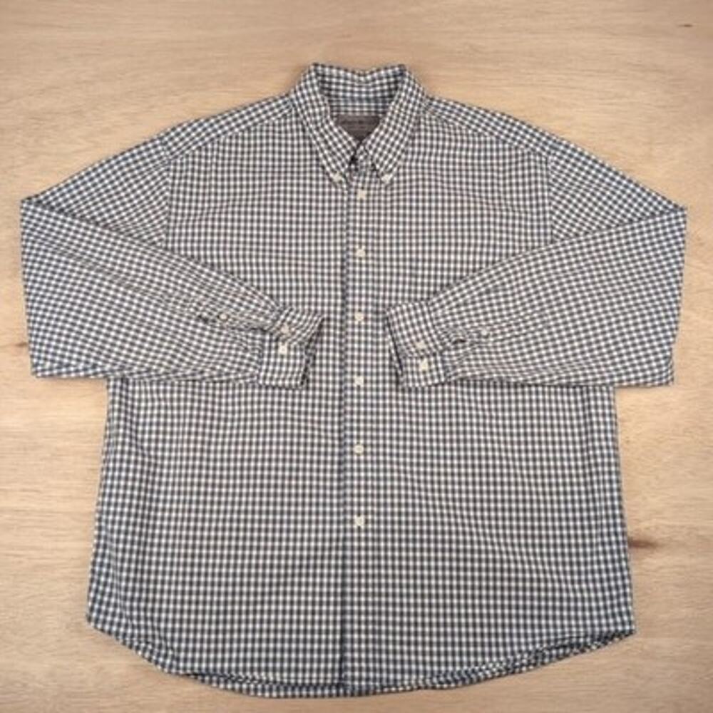 Eddie Bauer Shirt Mens XL Blue Check Button Down Long Sleeve Cotton Casual